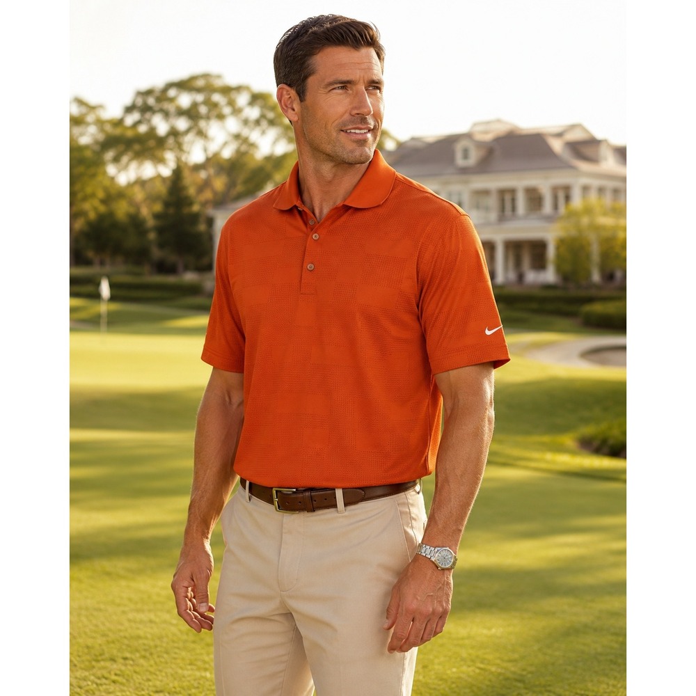 Nike Golf Polo Mens L Orange Tour Performance Dri-Fit Core Body Mapping 508321